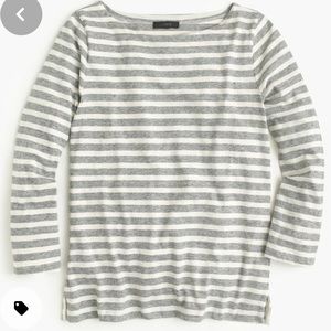 JCrew grey/white striped boatneck